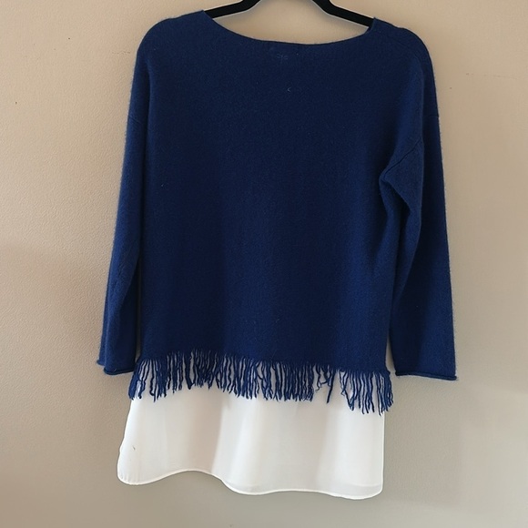 Tyler Boe Womens Cashmere Layered Sweater with Fringe Sz Small Quiet Luxury Chic - Picture 2 of 7